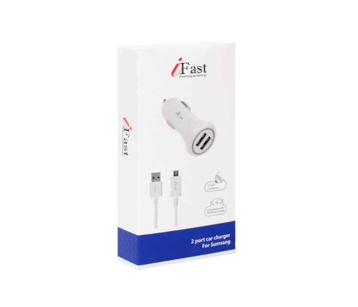 I Fast IF-903 2 Port Car Charger for Samsung White - Zoom Image