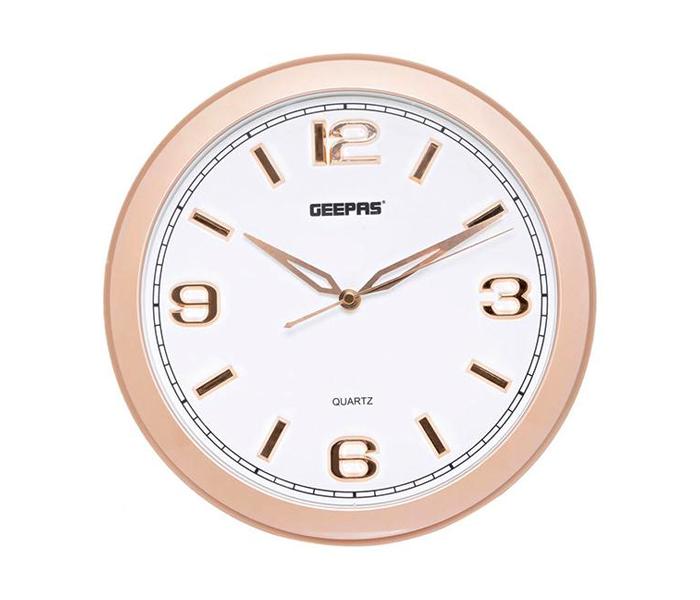 Geepas GWC4806 Taiwan Movement 3D Rose Gold Dial Wall Clock, White & Gold - Zoom Image 4