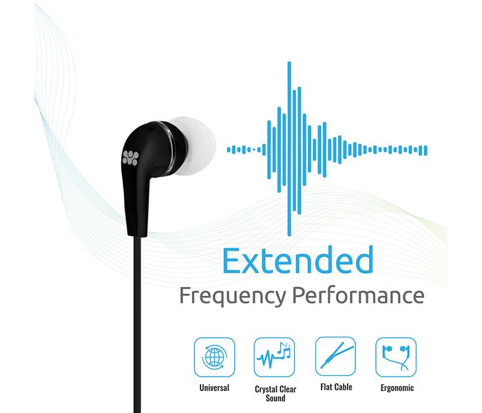 Promate Earmate-UNI1 High Quality Stereo Sound Earphone with Microphone, Black - Zoom Image 3