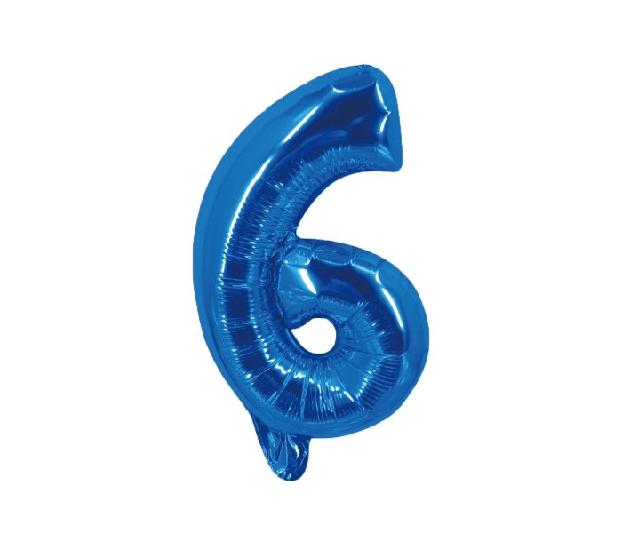 Party Time 6-B-804086 Number 6 16 Inch Foil Balloon Blue - Zoom Image