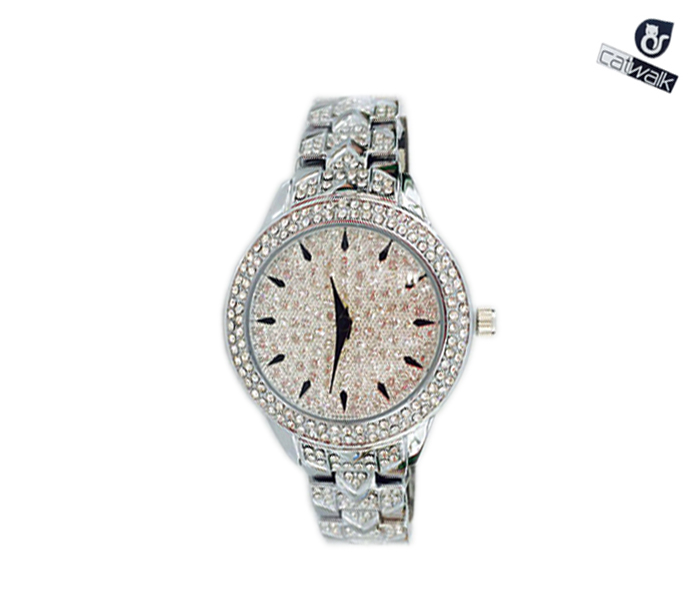 Catwalk CW-429 Genuine Quality Fashionable Cz Watch for Women - Silver - Zoom Image