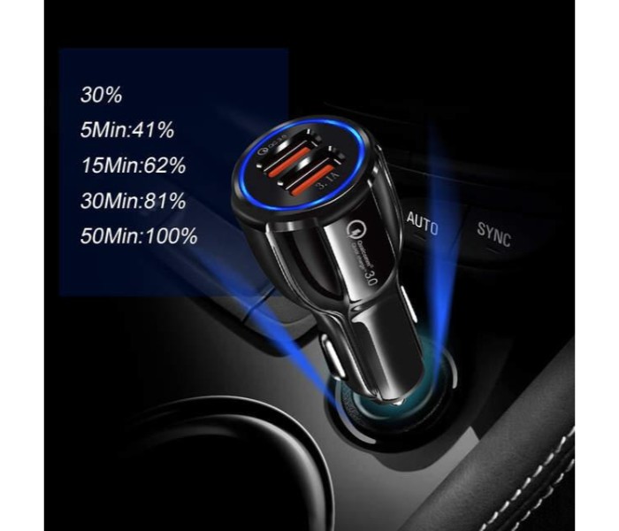 Fast Adaptive Qualcomm QC 3.0 Certified Dual 2 USB Port Quick Car Charger for all Devices FA152 Assorted - Zoom Image 1