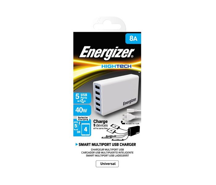 Energizer USA5DUKHWH5 5 Ports USB Charging Station - White - Zoom Image 1