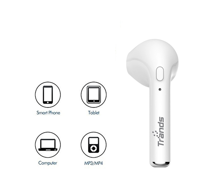 Trands TR-HBQ17 Bluetooth V4.1 Mini Wireless Hands-Free Mono Earbud Earphone - White - Zoom Image 4