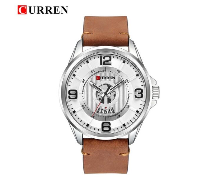 Curren 8305 Fashion Quartz Watch For Men Brown and White - Zoom Image 4