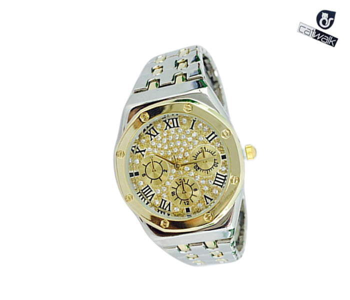 Catwalk CW-433 Genuine Quality Fashionable Cz Watch for Women - Gold & Silver - Zoom Image