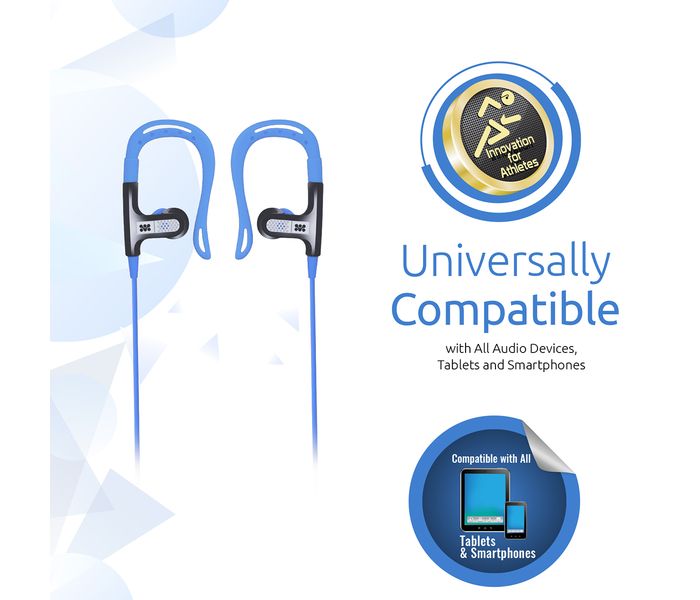 Promate Glitzy Premium In Ear Noise Isolating Earhook Over-Ear Headphones, Blue - Zoom Image 4