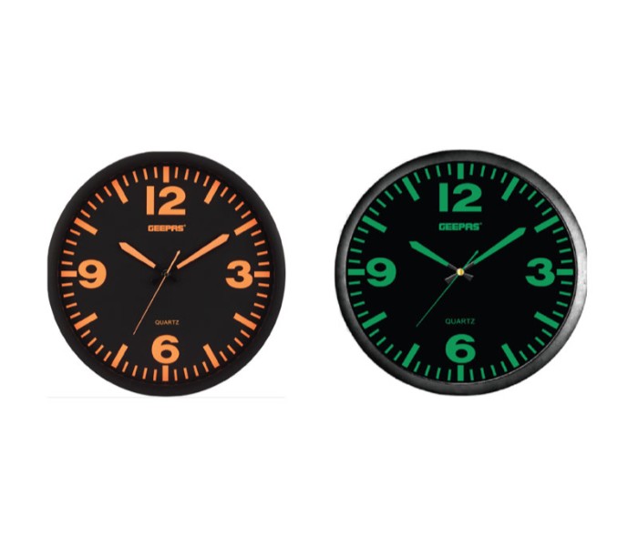 Geepas GWC4812 Wall Clock Taiwan Movement Green and Orange - Zoom Image