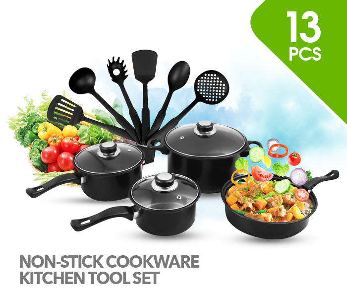 Olympia OE-005-13 13 Pieces Non-Stick Cookware Set - Black - Zoom Image 6