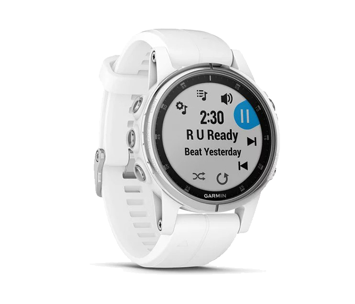 Garmin 010-01987-01 Fenix 5S Plus Smartwatch - Sapphire White with White Band - Zoom Image 2