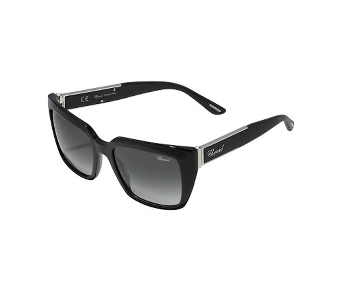 Chopard SCH187S 0700 Square Shiny Black Frame & Smoke Grey Gradient Mirrored Sunglasses for Women - Zoom Image