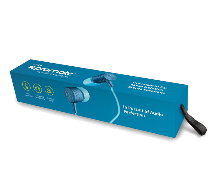 Promate Meta Universal In Ear Noise Isolation Stereo Earphone - Blue - Zoom Image 4