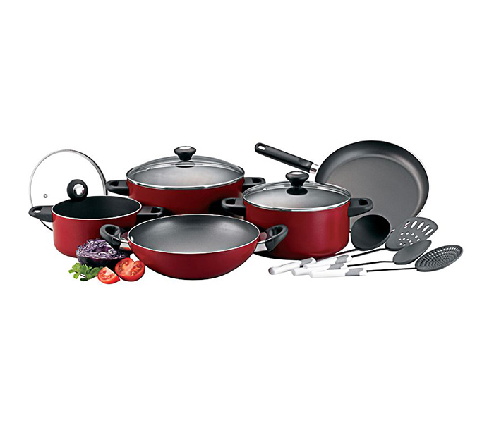 Prestige PR21179 12 Pieces Classique Non-Stick Cookware Set, Red - Zoom Image 2