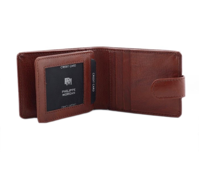 Philippe Morgan PM030 Men Leather Bifold Wallet Brown - Zoom Image 2