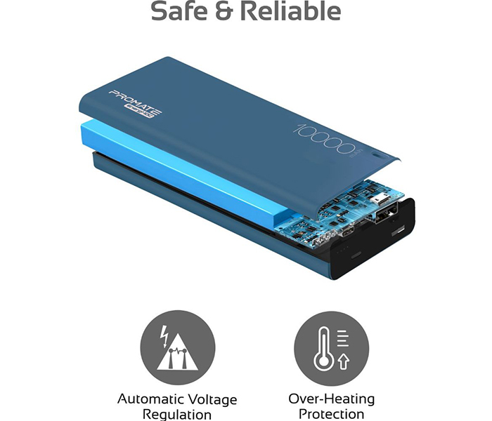 Promate ENERGI-10C 10000mAh High Capacity Lightweight Power Bank - Blue - Zoom Image 3