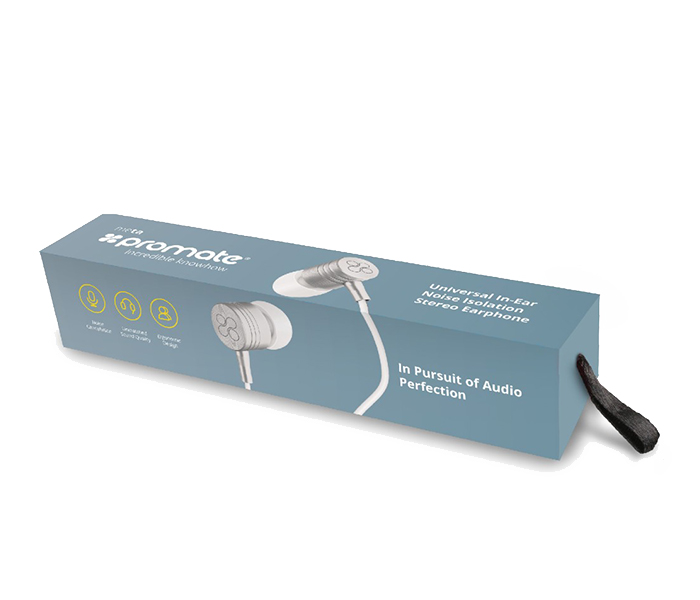 Promate Meta Universal In Ear Noise Isolation Stereo Earphone - White - Zoom Image 4