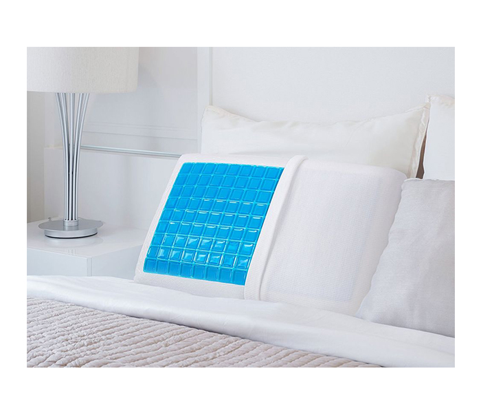 Comfort Wings Cool Gel Standard Memory Foam Pillow - Blue & White - Zoom Image 1