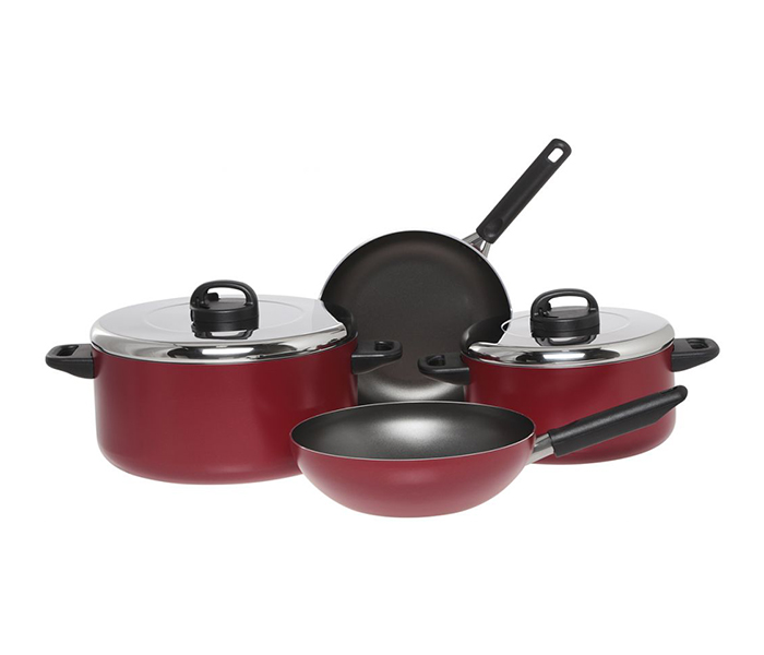 Prestige PR20984 8 Pieces Aluminum Cookware Set, Red - Zoom Image 2