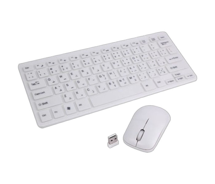  White Ultra Thin 2.4GHz Wireless Keyboard and Mouse Combo for Computer, Laptop, smart tv WKB-3 White - Zoom Image