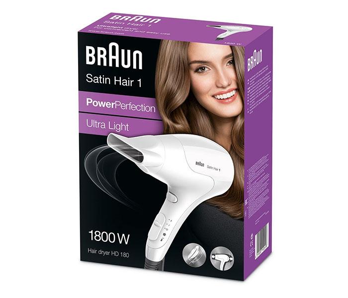 Braun HD180 Satin Hair 1 Power Perfection Hair Dryer - White - Zoom Image 3