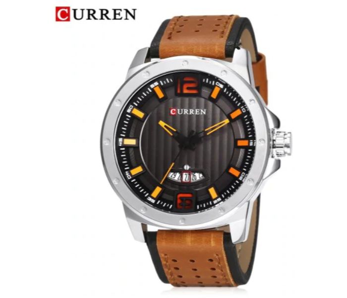 Curren 8293 Analog Quartz Watch For Men Black and Brown - Zoom Image