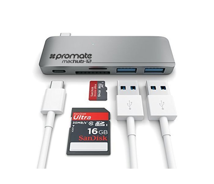 Promate Machub-12 USB TYPE-C HUB, Grey - Zoom Image 3