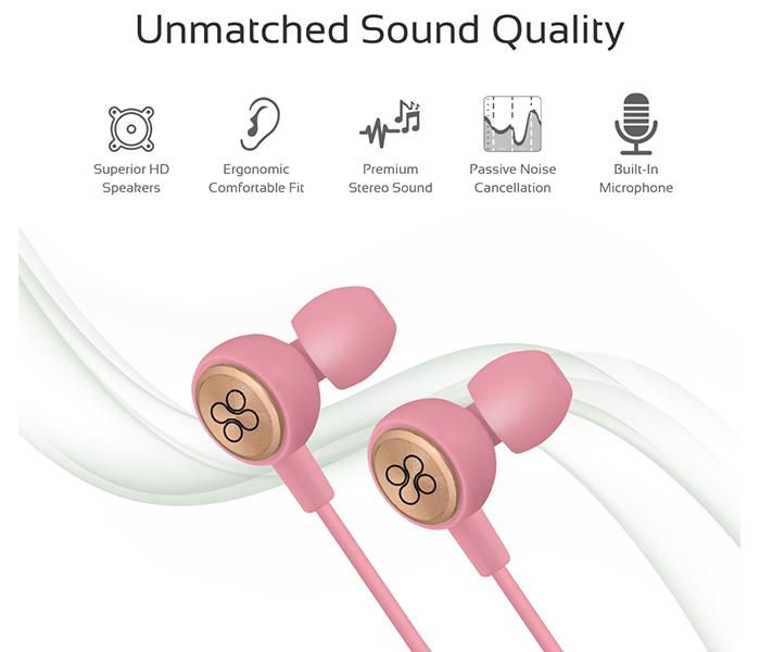 Promate Flano Lightweight Ergonomic High Definition Stereo Earphones - Pink - Zoom Image 2