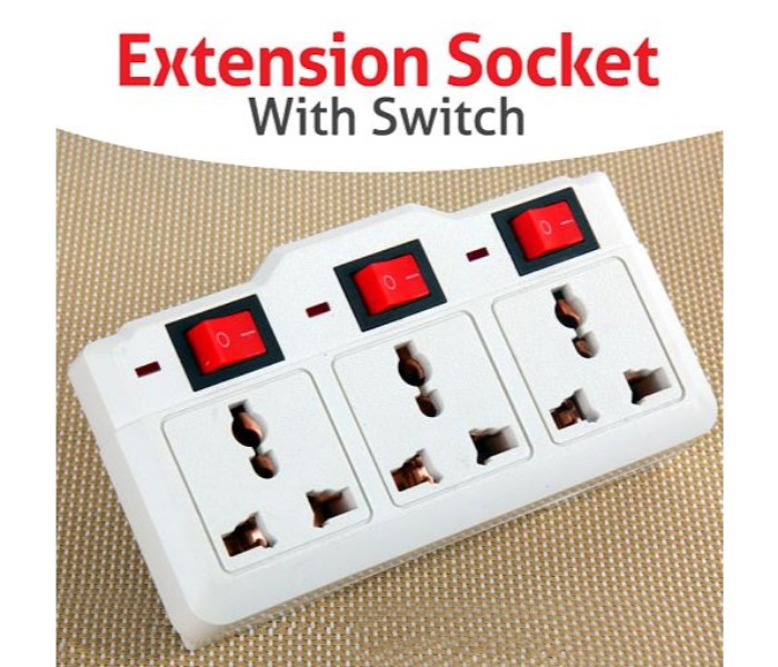 3 Way Extension Socket Plug with Switch and Led Indicator ZE32 White - Zoom Image 3