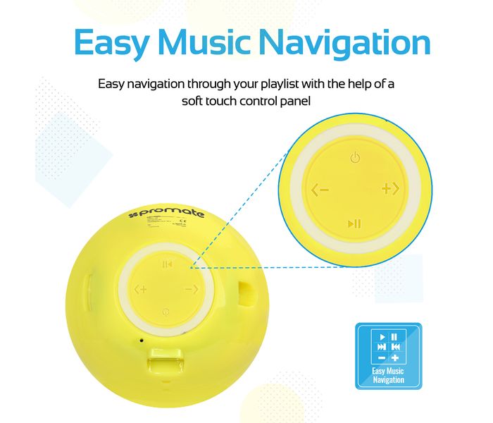 Promate Romanji Mini Wireless Emoji Speaker with Handsfree - Yellow - Zoom Image 3