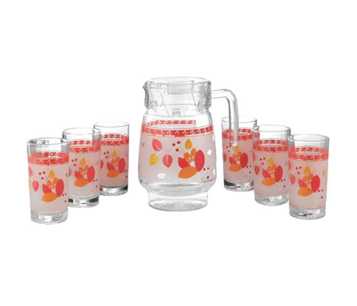 Royalford RF7944 7 Pieces Orange Blossom Design Glass Water Set - Zoom Image