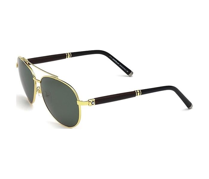 Mont Blanc MB 518S 30N Aviator Shiny Endura Gold & Black Frame and Grey/Green Mirrored Sunglasses for Unisex - Zoom Image 1