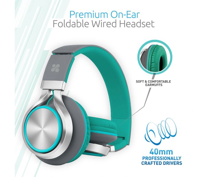 Promate Spectrum Premium On EarStereo Wired Headset with Padded Headband, Green - Zoom Image 1