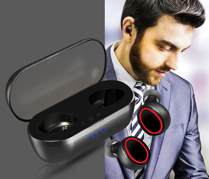 Cilovetty Y-02TWS High Quality Airpods Doble With Power Bank - Black&Red - Zoom Image 2