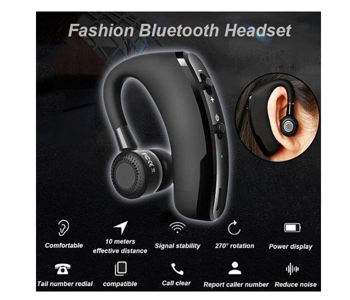 New V9 Wireless Bluetooth In Ear Headset Earphone With Mic - Black - Zoom Image 1