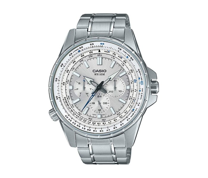 Casio MTP-SW320D-7AVDF Mens Analog Watch White and Silver - Zoom Image