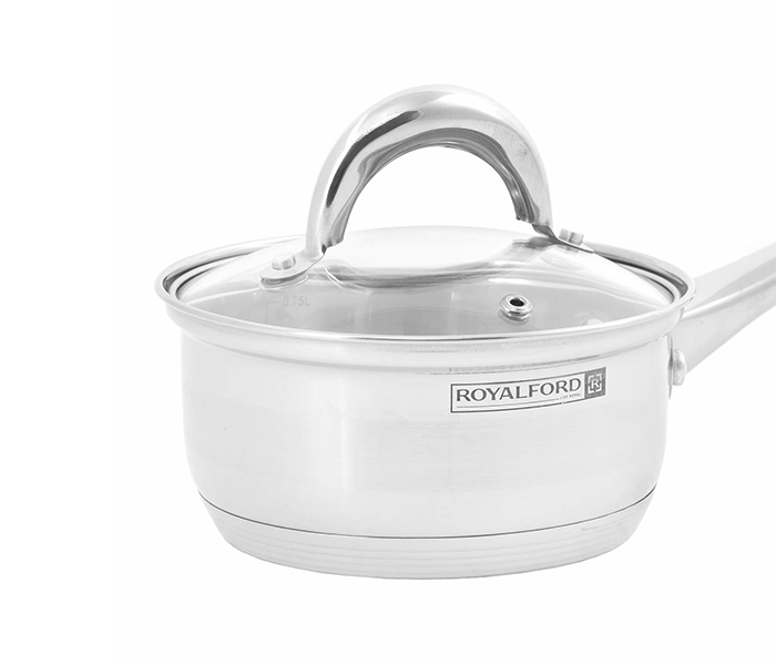 Royalford RFU9054 6 Pieces Stainless Steel Saucepan Set with Tempered Glass Lid - Silver - Zoom Image 2