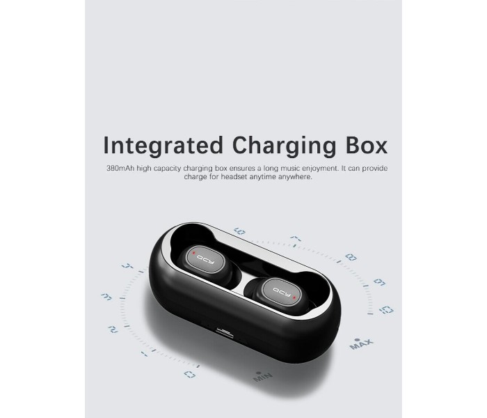 QCY 5.0 TWS Earbuds Mini Wireless Bluetooth Stereo Mini HiFi Earphones with Charging Box T1 Black - Zoom Image 3