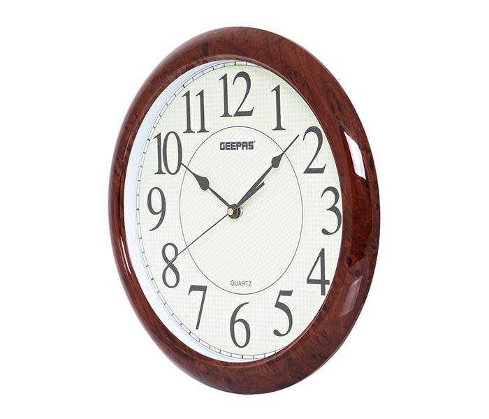 Geepas GWC4804 Taiwan Movement Luminous Dial Wall Clock, Whtie & Brown - Zoom Image 1