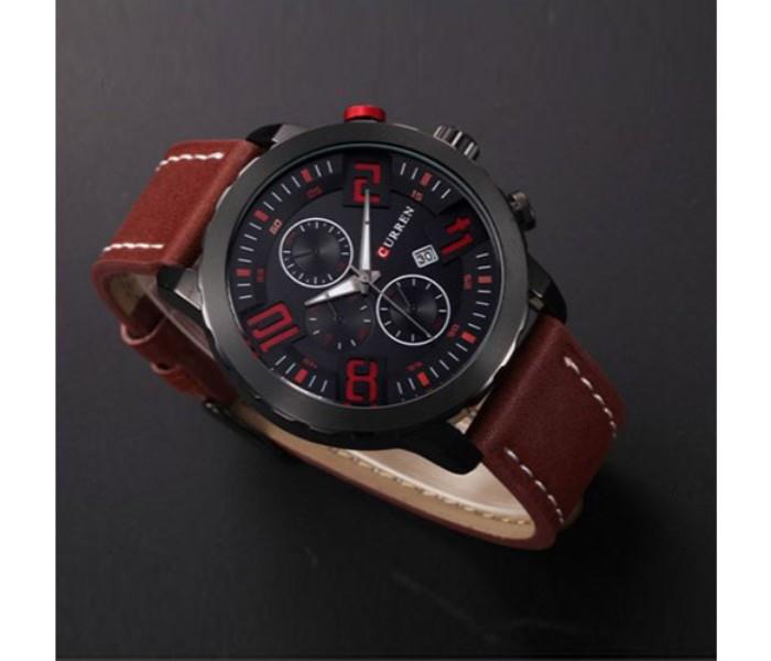 Cureen Leather Starp Watch For Men, Black & Brown - p2 - Zoom Image 2