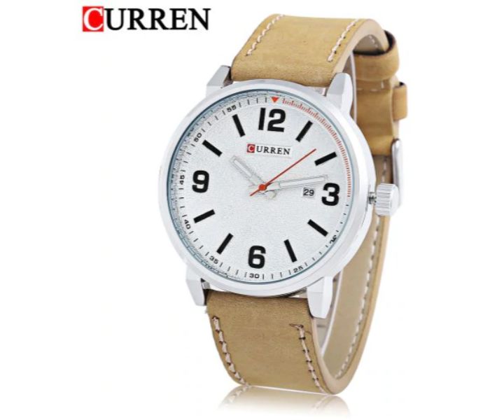 Curren 8218 Quartz Watch For Men Beige And White - Zoom Image 1