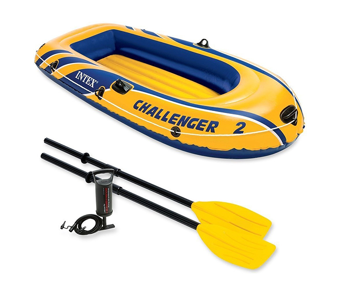 Intex ZX-68366 Inflatable Dinghy Challenger 2 Person Boat with Manual Pump - Yellow - Zoom Image