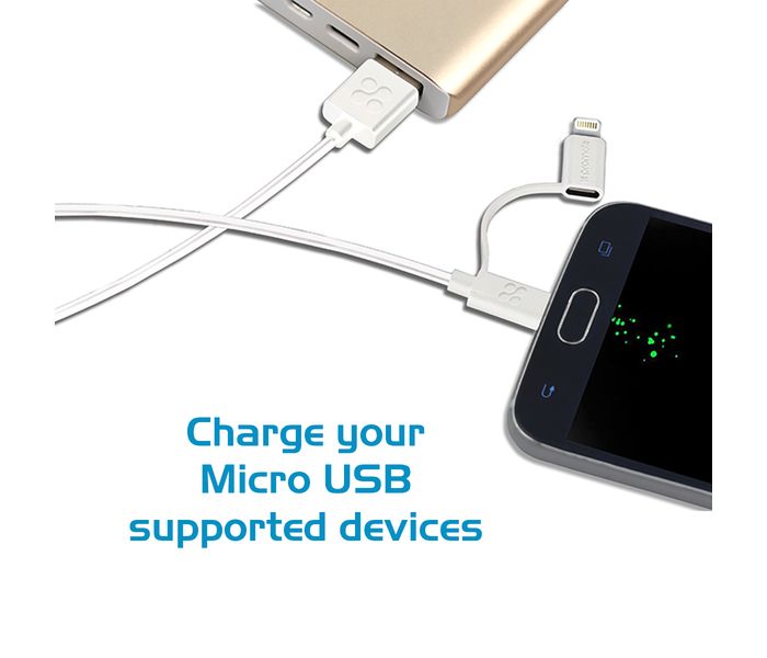 Promate LinkMate-Duo 2 in1 Lightning and Micro-USB Sync & Charge Cable for iPhone and Android Devices - White - Zoom Image 1