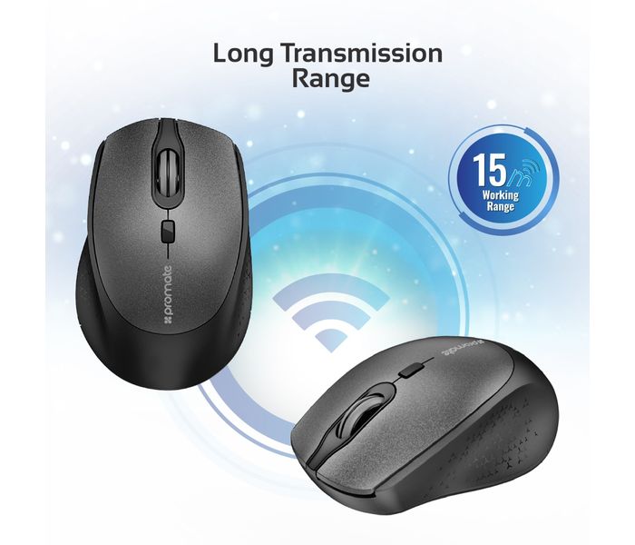 Promate Clix-5 2.4GHz Wireless Optical Mouse with Precision Scrolling, Black - Zoom Image 4