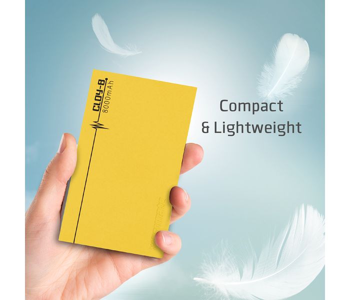 Promate Cloy-8 8000 mAh Dual Port Portable Charger Power Bank, Yellow - Zoom Image 3