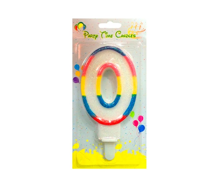 Party Time M098 Number 0 Birthday Candle Multicolor - Zoom Image