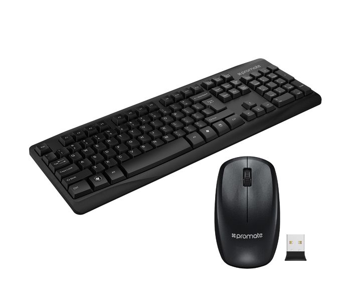 Promate Keymate-1 2.4Ghz Professional Ergonomic Wireless Keyboard & Mouse, Black - Zoom Image 8