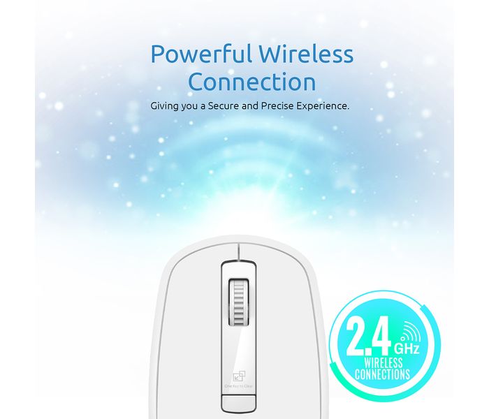 Promate Clix-3 2.4Ghz USB Wireless Ergonomic Mouse with Precision Scrolling, White - Zoom Image 2