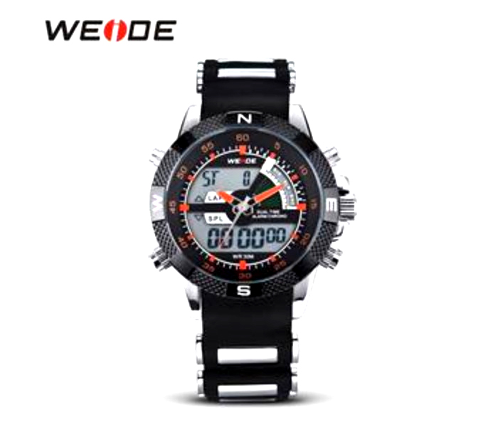 Weide WH 1104PU Mens Digital and Analog Watch Black and Orange - Zoom Image 1