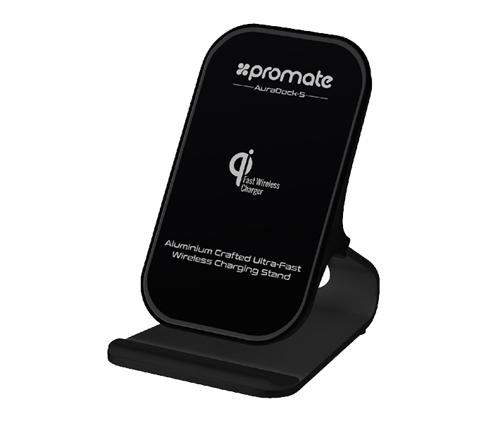 Promate AURADOCK-5 Aluminium Crafted Ultra Fast Wireless Charging Stand - Black - Zoom Image 5