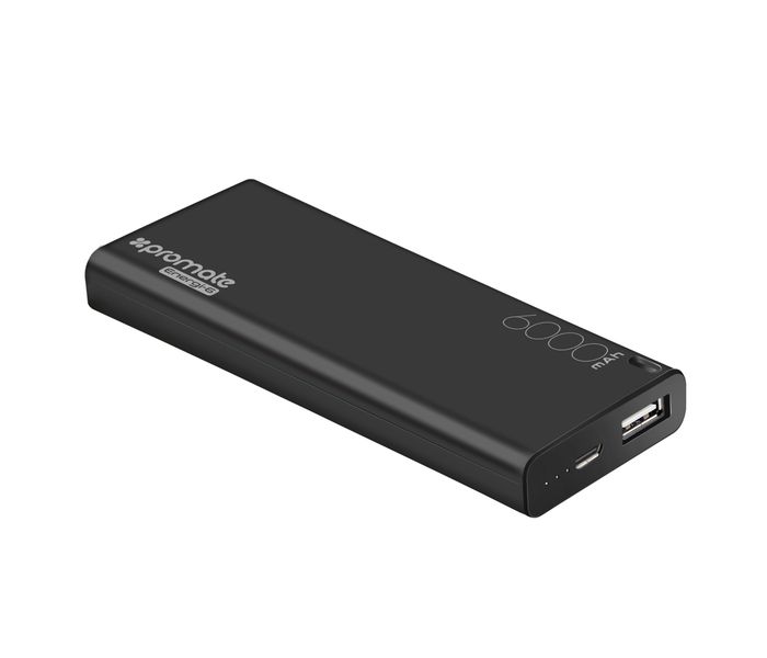 Promate Energi-6 6000 mAh Ultra Compact Portable Power Bank with 2.1A USB Port, Black - Zoom Image 7